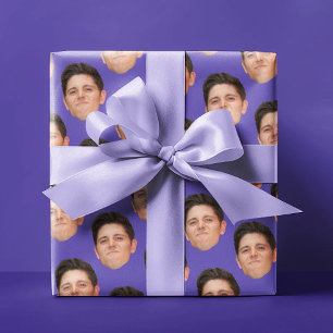 Pet Face Photo Violet Paarse cadeaupapier