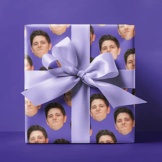 Pet Face Photo Violet Paarse cadeaupapier