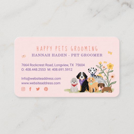 Pet Family Pet Care & Grooming Paw Print Loyalitei Visitekaartje (Achterkant)