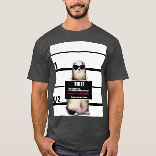 Pet Ferret Funny Ferret Thief Mugshot Gift T-shirt (Voorkant)