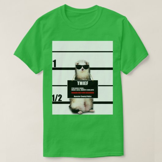 Pet Ferret Funny Thief Mugshot Ferret Lover Gift T-shirt (Design voorkant)
