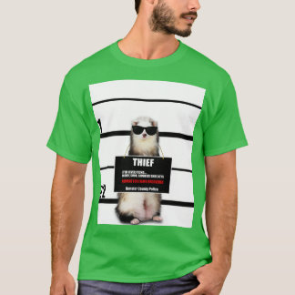 Pet Ferret Funny Thief Mugshot Ferret Lover Gift T-shirt