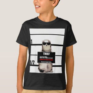 Pet Ferret T-shirt Funny Ferret, dief, mugshot, ca