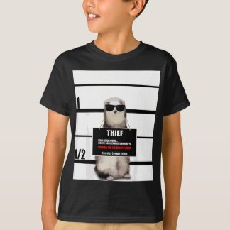 Pet Ferret T-shirt Funny Ferret, dief, mugshot, ca