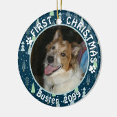 Pet FIRST CHRISTMAS Blue Green Trees Keramisch Ornament (Links)