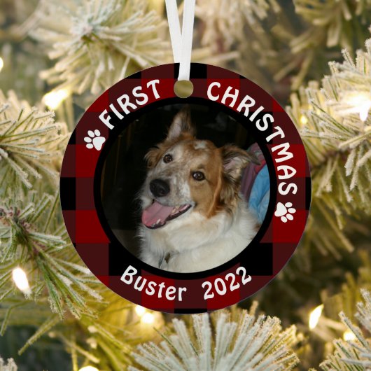 Pet FIRST CHRISTMAS Buffalo Pset 2 Fotonaam Metalen Ornament (Insitu)