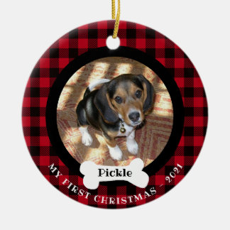 Pet First Kerstbuffels, foto 2 zijkanten Keramisch Ornament