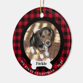 Pet First Kerstbuffels, foto 2 zijkanten Keramisch Ornament (Links)