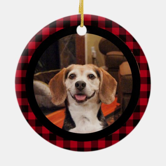 Pet First Kerstbuffels, foto 2 zijkanten Keramisch Ornament (Achterkant)