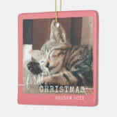 Pet First kerstfoto Cute Pink Keramisch Ornament (Links)