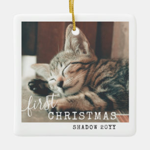 Pet First kerstfoto Cute Simple Keramisch Ornament