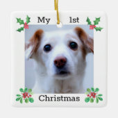 Pet First Kerstfoto Keramisch Ornament (Voorkant)