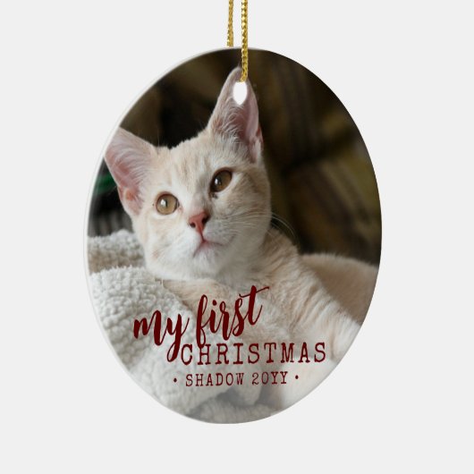 Pet First kerstfoto Simple Cute Keramisch Ornament (Rechts)