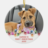 Pet First Kerstlams 2 Foto's op maat Keramisch Ornament (Voorkant)