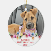 Pet First Kerstlams 2 Foto's op maat Keramisch Ornament (Links)