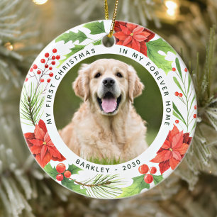 Pet First Kerstmis Forever Home Wreatg Dog Foto Keramisch Ornament