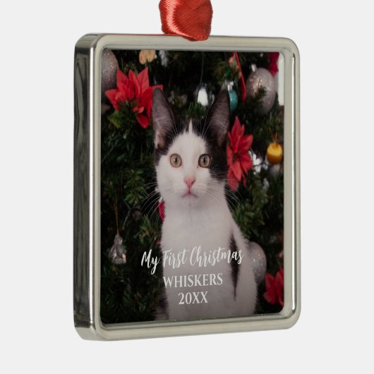 Pet First Kerstmis Modern Metalen Ornament (Rechts)