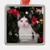 Pet First Kerstmis Modern Metalen Ornament (Voorkant)