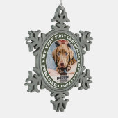 Pet First Kerstmis Moderne Custom Photo Keepomwill Tin Sneeuwvlok Ornament (Links)