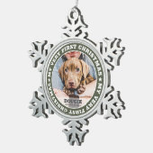 Pet First Kerstmis Moderne Custom Photo Keepomwill Tin Sneeuwvlok Ornament (Rechts)