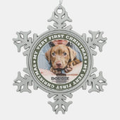 Pet First Kerstmis Moderne Custom Photo Keepomwill Tin Sneeuwvlok Ornament (Voorkant)