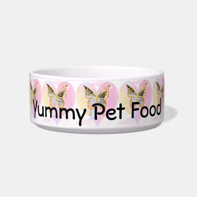 Pet Food Dish met Butterflies & Hearts Voerbakje (Voorkant)