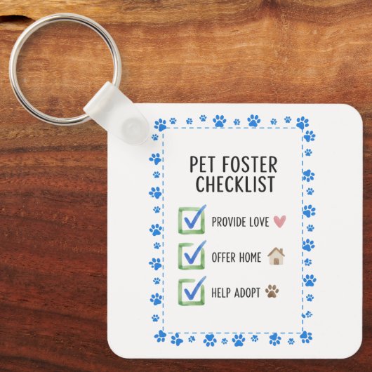 Pet Foster Checklist Inspirational Keyring Sleutelhanger (Voorkant)