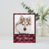 Pet Foto aangepast Red Pset Merry Kerstmis Feestdagenkaart (Staand voorkant)