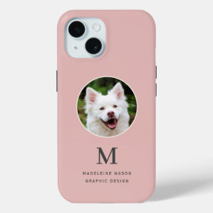Pet Foto Blush Roze Gepersonaliseerd iPhone 15 Case