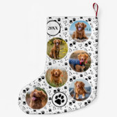 Pet Foto Collage Paw Prints Hart Hond Kleine Kerstsok (Achterkant)