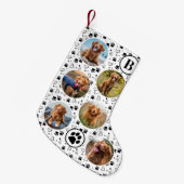Pet Foto Collage Paw Prints Hart Hond Kleine Kerstsok (Voorkant (Hangend))