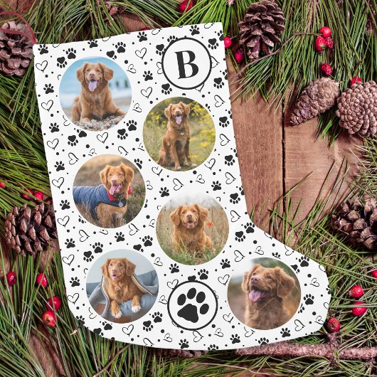 Pet Foto Collage Paw Prints Hart Hond Kleine Kerstsok