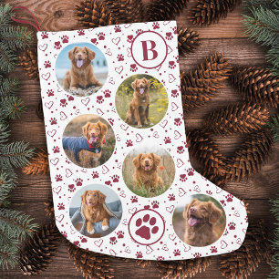 Pet Foto Collage Rode Poot Prints Patroon Hond Kleine Kerstsok