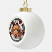 Pet Foto Dog Red Rose Wreate Keramische Bal Ornament (Rechts)