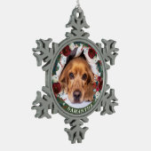 Pet Foto Dog Red Rose Wreate Tin Sneeuwvlok Ornament (Links)