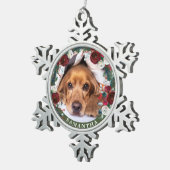Pet Foto Dog Red Rose Wreate Tin Sneeuwvlok Ornament (Rechts)