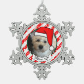 Pet-foto eerste kerstkerstkerstkerstkerstkerstman  tin sneeuwvlok ornament (Voorkant)