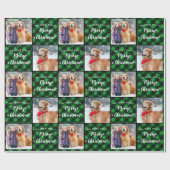 Pet Foto Green Buffalo Pset Wof Merry Kerstmis Cadeaupapier (Vlak)