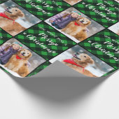 Pet Foto Green Buffalo Pset Wof Merry Kerstmis Cadeaupapier (Hoek)