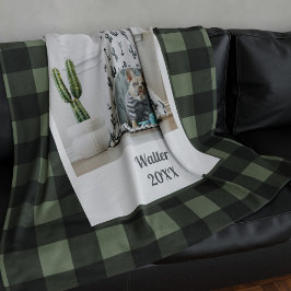 Pet Foto Groen Zwart Buffalo Vluchten Blanket beki Fleece Deken