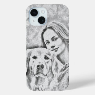 Pet Foto Hondenliefhebber potlood tekening iPhone  iPhone 15 Case