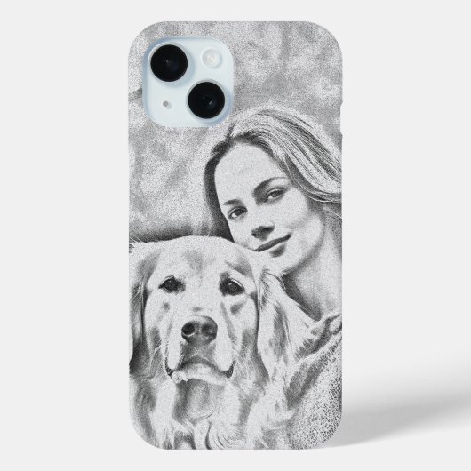 Pet Foto Hondenliefhebber potlood tekening iPhone Case-Mate iPhone Case (Achterkant)