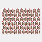 Pet Foto Kerstmis Kleuren Santa Hoeden op Hoofd Inpakpapier Vel (Voorkant 3)