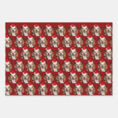 Pet Foto Kerstmis Kleuren Santa Hoeden op Hoofd Inpakpapier Vel (Voorkant 2)