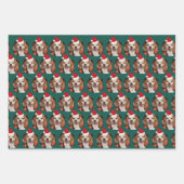 Pet Foto Kerstmis Kleuren Santa Hoeden op Hoofd Inpakpapier Vel (Voorkant)