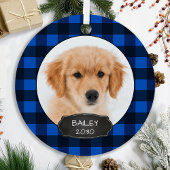 Pet-foto met Kerstmis - Puppy Rustic Green Pset M Metalen Ornament