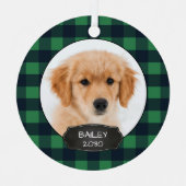 Pet-foto met Kerstmis - Puppy Rustic Green Pset M Metalen Ornament (Voorkant)