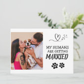 Pet Foto Modern Simple Black and White Wedding Kaart (Staand voorkant)