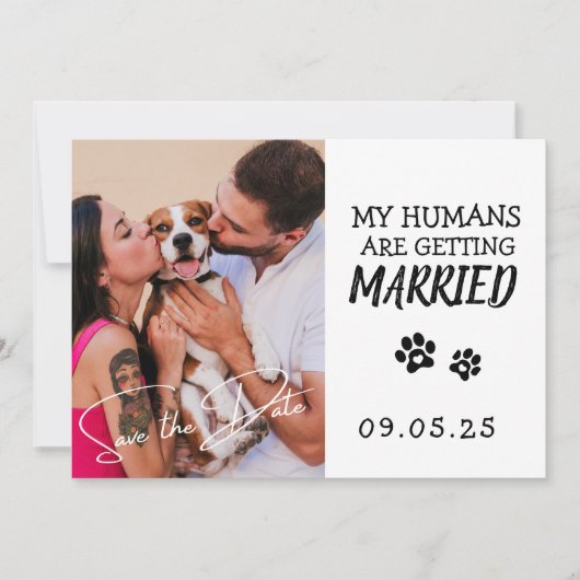 Pet Foto Modern Simple Black and White Wedding Kaart (Voorkant)