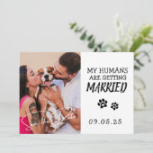 Pet Foto Modern Simple Black and White Wedding Kaart (Staand voorkant)